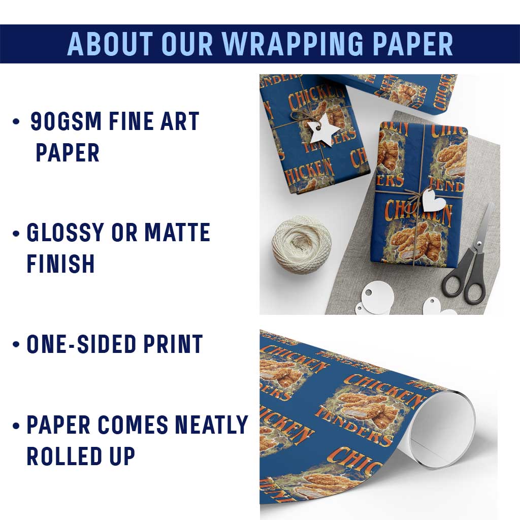 Funny Chicken Tenders Wrapping Paper Roll Funny Foodie Vintage 90s Bootleg Rap