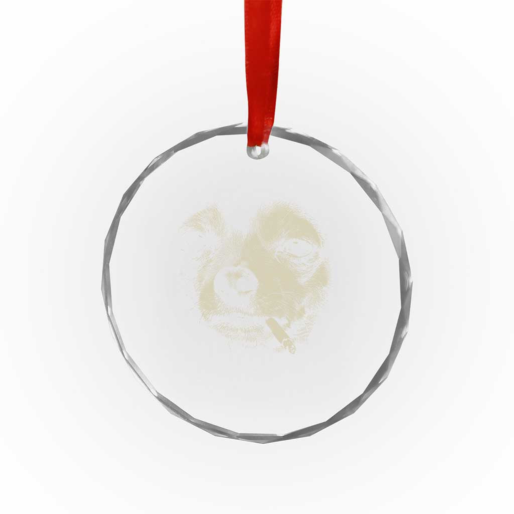 Funny Chihuahua Smoking Cegarette Meme Crystal Glass Ornament Gritty Ironic Dog Graphic for Dark Humor Lovers