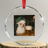 Funny Chihuahua St Patricks Day Meme Crystal Glass Ornament Chihuahua Smoking Irish Beer Lover