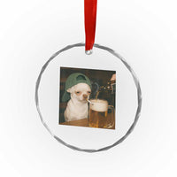 Funny Chihuahua St Patricks Day Meme Crystal Glass Ornament Chihuahua Smoking Irish Beer Lover