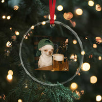 Funny Chihuahua St Patricks Day Meme Crystal Glass Ornament Chihuahua Smoking Irish Beer Lover