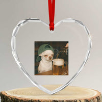 Funny Chihuahua St Patricks Day Meme Heart Crystal Glass Ornament Chihuahua Smoking Irish Beer Lover