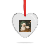 Funny Chihuahua St Patricks Day Meme Heart Crystal Glass Ornament Chihuahua Smoking Irish Beer Lover