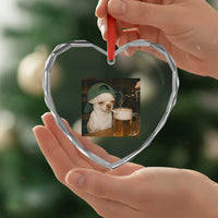 Funny Chihuahua St Patricks Day Meme Heart Crystal Glass Ornament Chihuahua Smoking Irish Beer Lover
