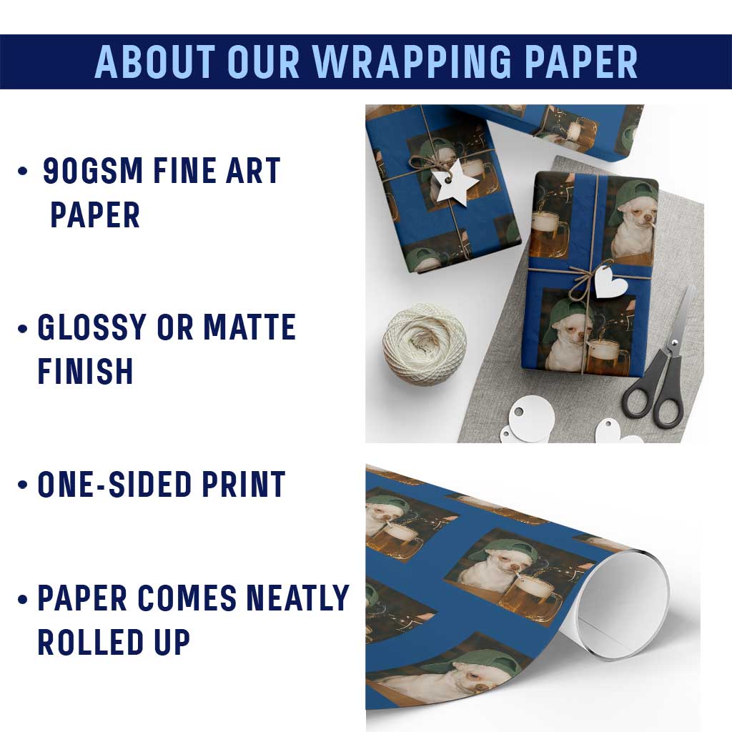 Funny Chihuahua St Patricks Day Meme Wrapping Paper Roll Chihuahua Smoking Irish Beer Lover