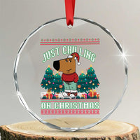 Funny Chillin Guy Just Chilling On Christmas Viral Meme Crystal Glass Ornament TS09