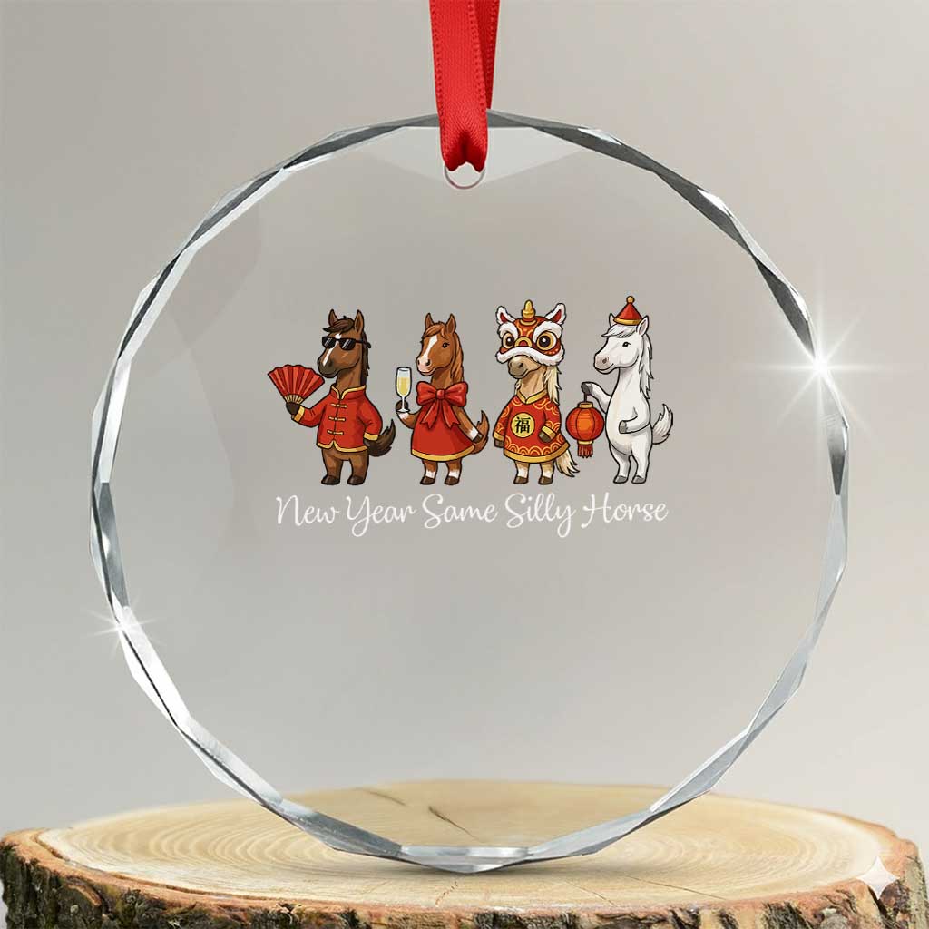 Funny Chinese New Year 2026 Crystal Glass Ornament New Year Same Silly Horse - Wonder Print Shop