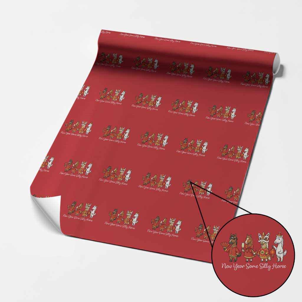 Funny Chinese New Year 2026 Wrapping Paper Roll New Year Same Silly Horse - Wonder Print Shop