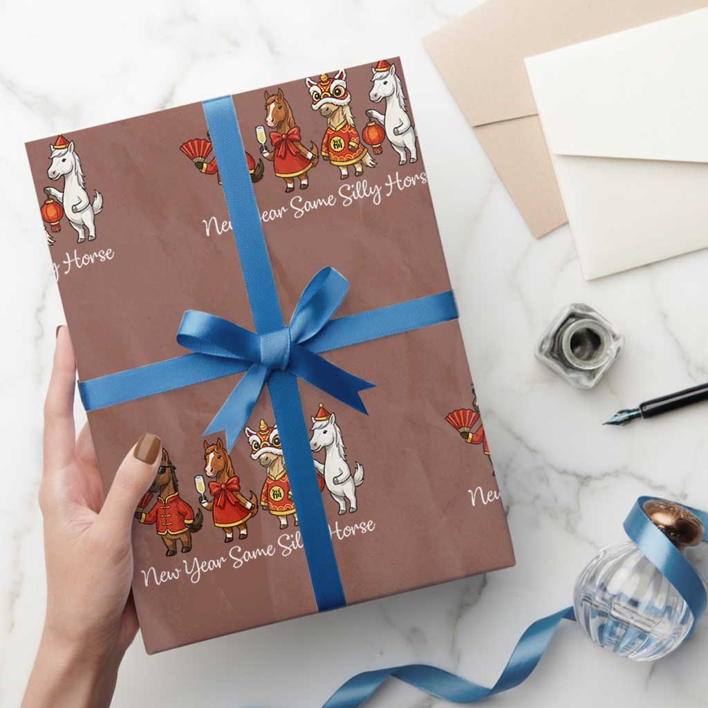 Funny Chinese New Year 2026 Wrapping Paper Roll New Year Same Silly Horse - Wonder Print Shop