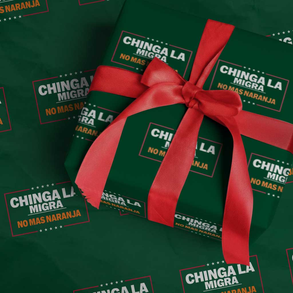 Funny Chinga La Migra No Mas Naranja Wrapping Paper Roll Star Stripes - Wonder Print Shop