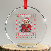 Funny Chit Christmas Crystal Glass Ornament Merry Chit Mas Do It Lady Ugly Xmas - Wonder Print Shop