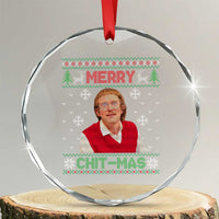 Funny Chit Christmas Merry Chit-Mas Crystal Glass Ornament Retro Holiday Humor - Wonder Print Shop