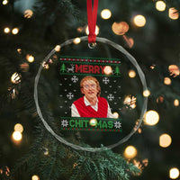 Funny Chit Christmas Merry Chit-Mas Crystal Glass Ornament Retro Holiday Humor - Wonder Print Shop