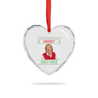 Funny Chit Christmas Merry Chit-Mas Heart Crystal Glass Ornament Retro Holiday Humor - Wonder Print Shop