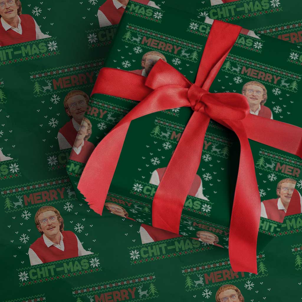 Funny Chit Christmas Merry Chit-Mas Wrapping Paper Roll Retro Holiday Humor - Wonder Print Shop