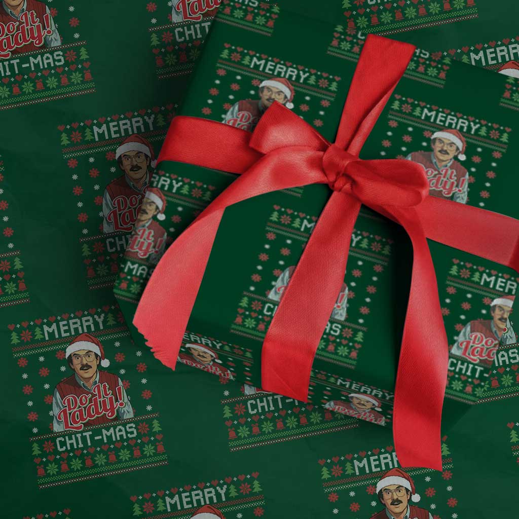 Funny Chit Christmas Wrapping Paper Roll Merry Chit Mas Do It Lady Ugly Xmas - Wonder Print Shop