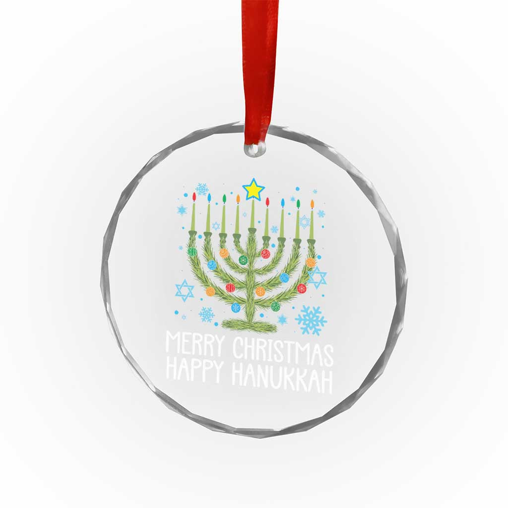 Funny Chrismukkah Crystal Glass Ornament Merry Xmas Happy Hanukkah Xmas Tree Jewish Menorah TS11