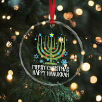 Funny Chrismukkah Crystal Glass Ornament Merry Xmas Happy Hanukkah Xmas Tree Jewish Menorah TS11