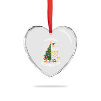 Funny Chrismukkah Hanukkah Xmas Heart Crystal Glass Ornament In This House We Celebrate Love Xmas Tree Menorah - Wonder Print Shop