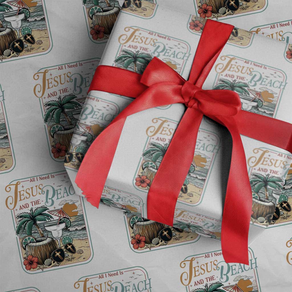 Funny Christian Beach Gift Wrapping Paper Roll All I Need Is Jesus And The Beach