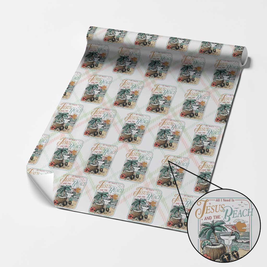 Funny Christian Beach Gift Wrapping Paper Roll All I Need Is Jesus And The Beach