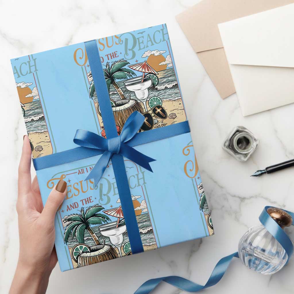 Funny Christian Beach Gift Wrapping Paper Roll All I Need Is Jesus And The Beach