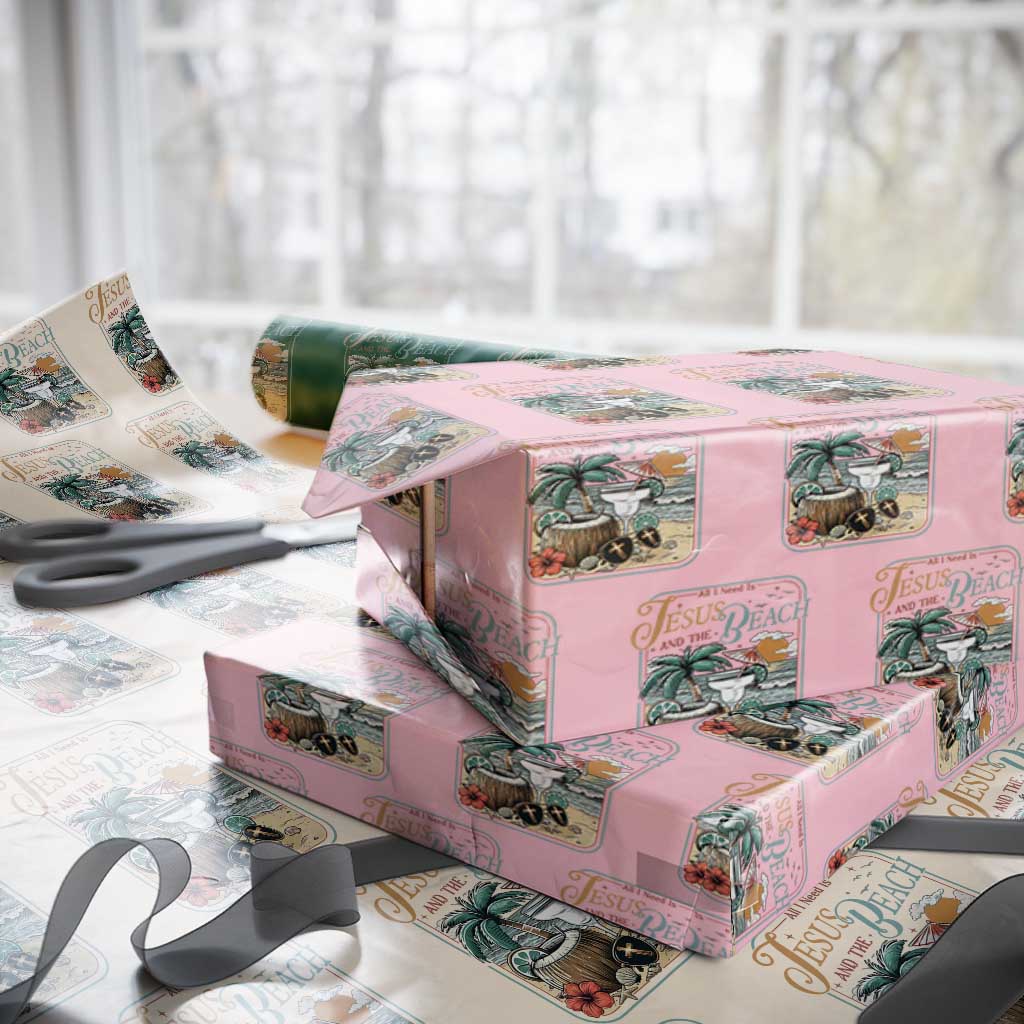 Funny Christian Beach Gift Wrapping Paper Roll All I Need Is Jesus And The Beach