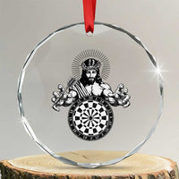 Funny Christian Dartist Gift Crystal Glass Ornament Jesus Bullseye Shooter - Wonder Print Shop