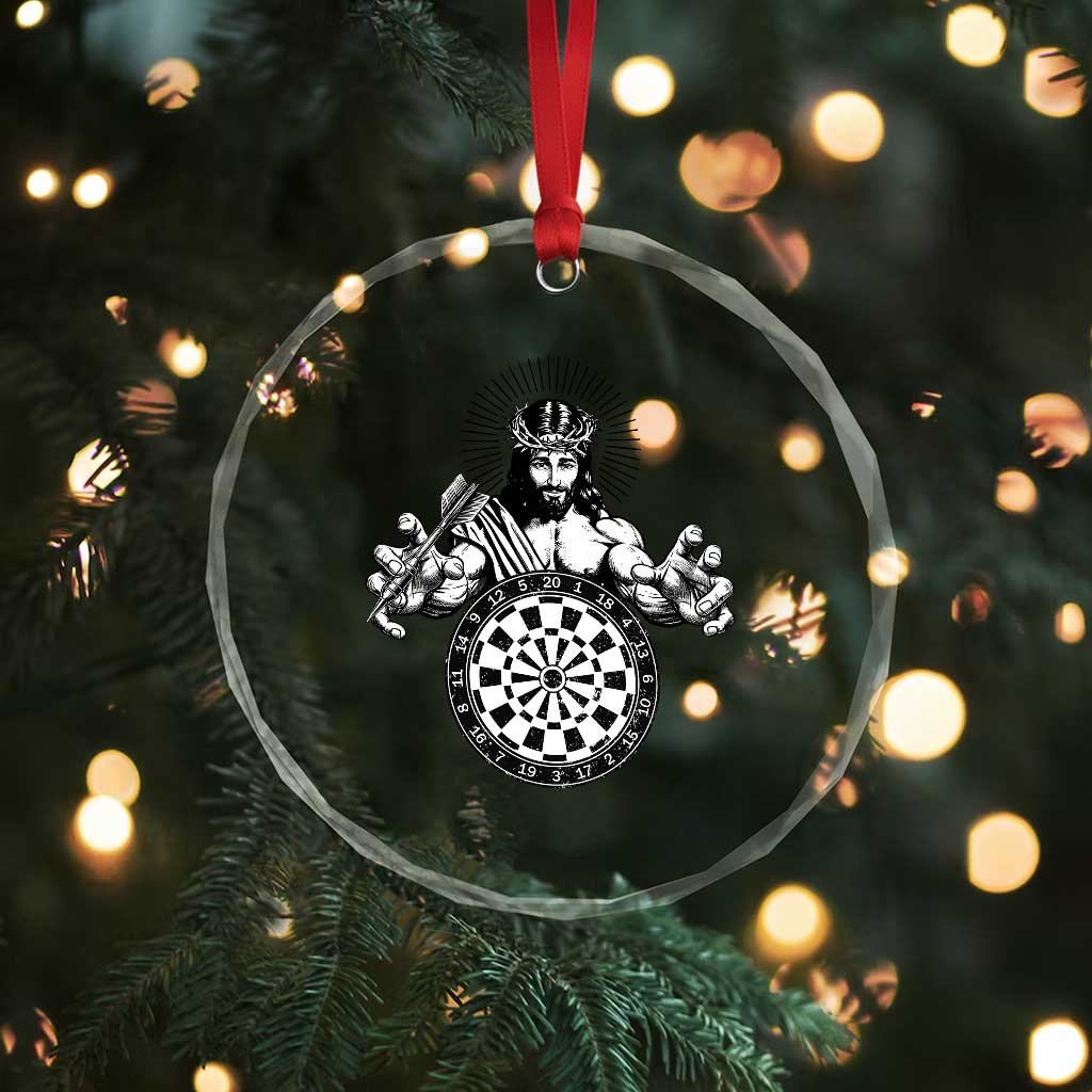 Funny Christian Dartist Gift Crystal Glass Ornament Jesus Bullseye Shooter - Wonder Print Shop