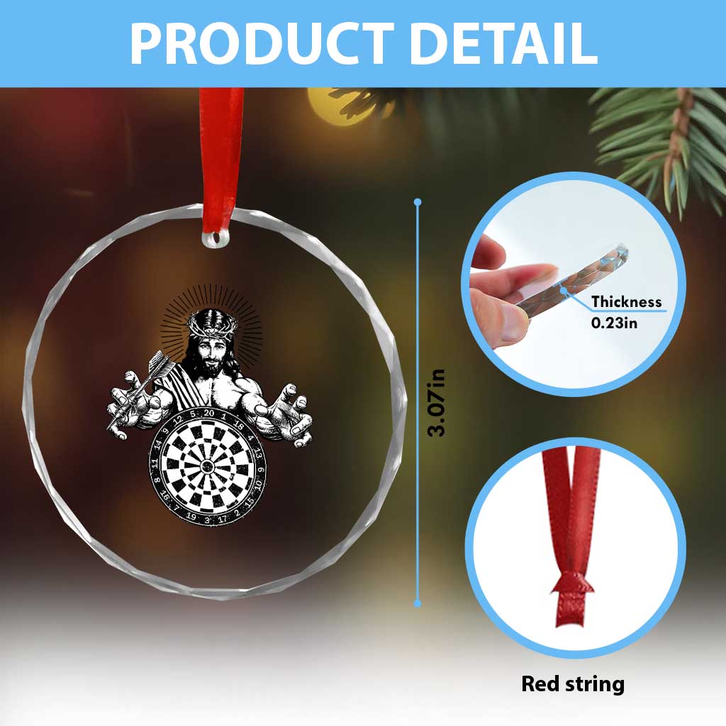 Funny Christian Dartist Gift Crystal Glass Ornament Jesus Bullseye Shooter - Wonder Print Shop