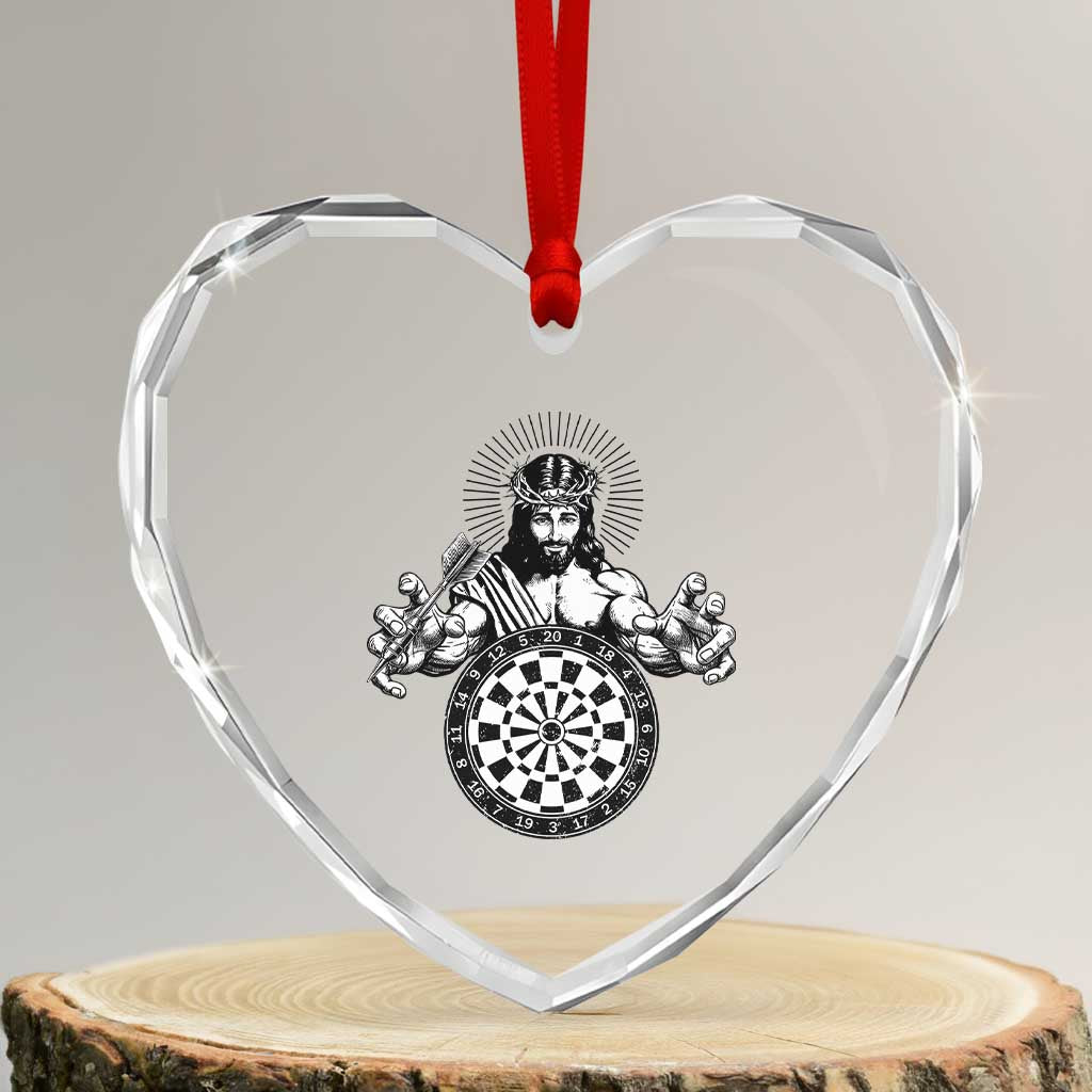 Funny Christian Dartist Gift Heart Crystal Glass Ornament Jesus Bullseye Shooter - Wonder Print Shop