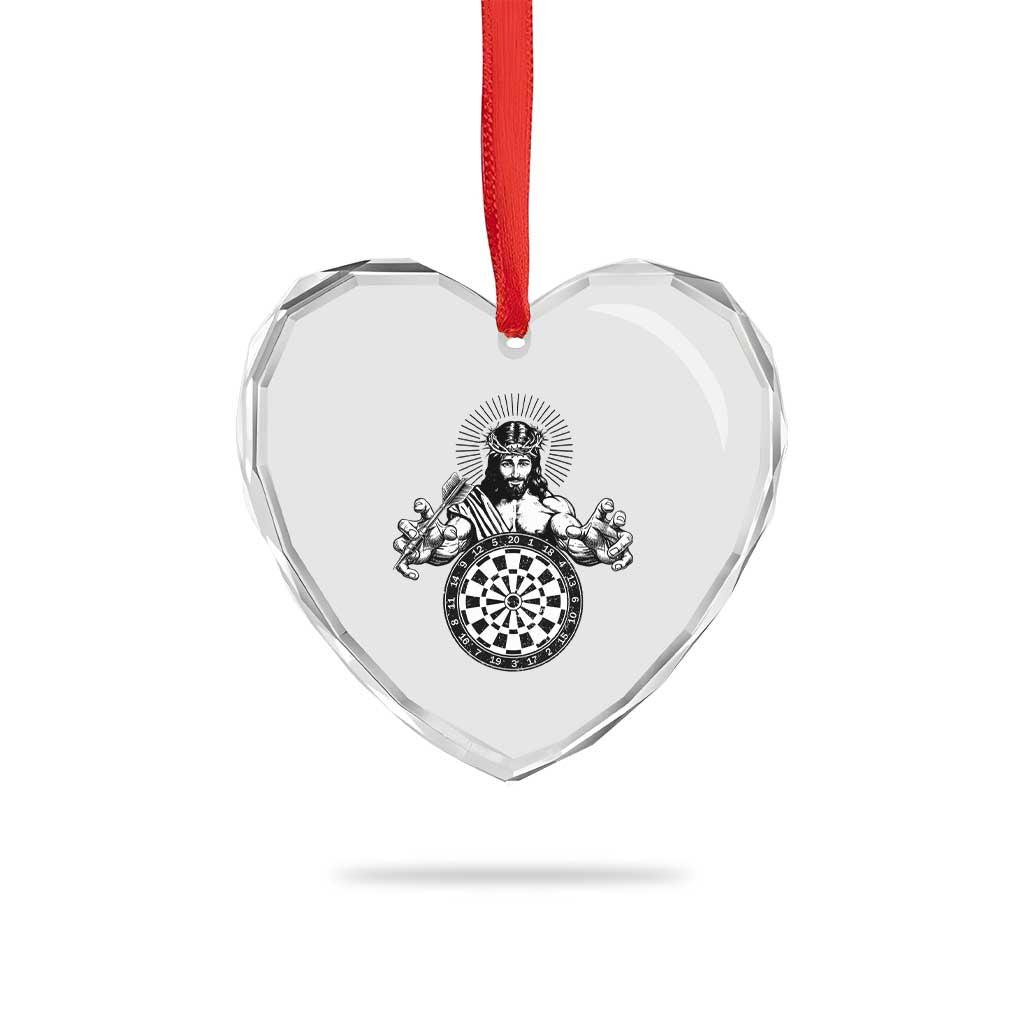 Funny Christian Dartist Gift Heart Crystal Glass Ornament Jesus Bullseye Shooter - Wonder Print Shop