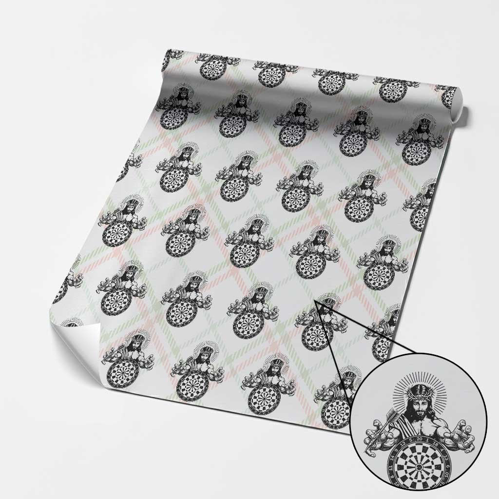 Funny Christian Dartist Gift Wrapping Paper Roll Jesus Bullseye Shooter - Wonder Print Shop