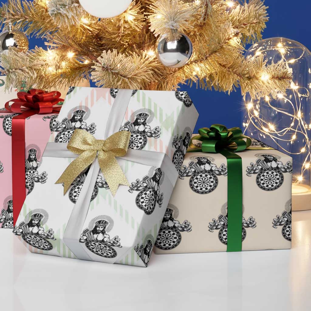 Funny Christian Dartist Gift Wrapping Paper Roll Jesus Bullseye Shooter - Wonder Print Shop