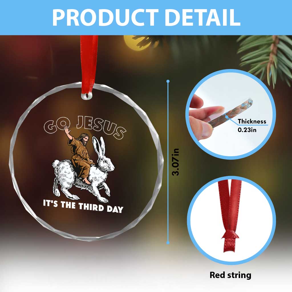 Funny Christian Easter Crystal Glass Ornament Go Jesus It Is The Third Day Religious Bunny