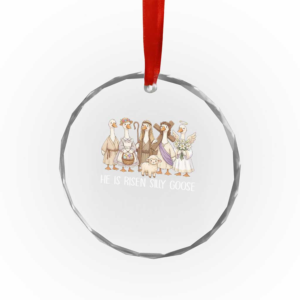 Funny Christian Easter He Is Risen Silly Goose Crystal Glass Ornament Cute Faith-Based Geese Parody Gift with Jesus