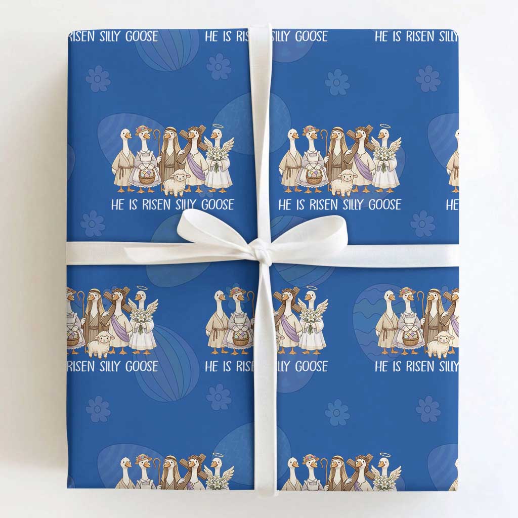 Funny Christian Easter He Is Risen Silly Goose Wrapping Paper Roll Cute Faith-Based Geese Parody Gift with Jesus