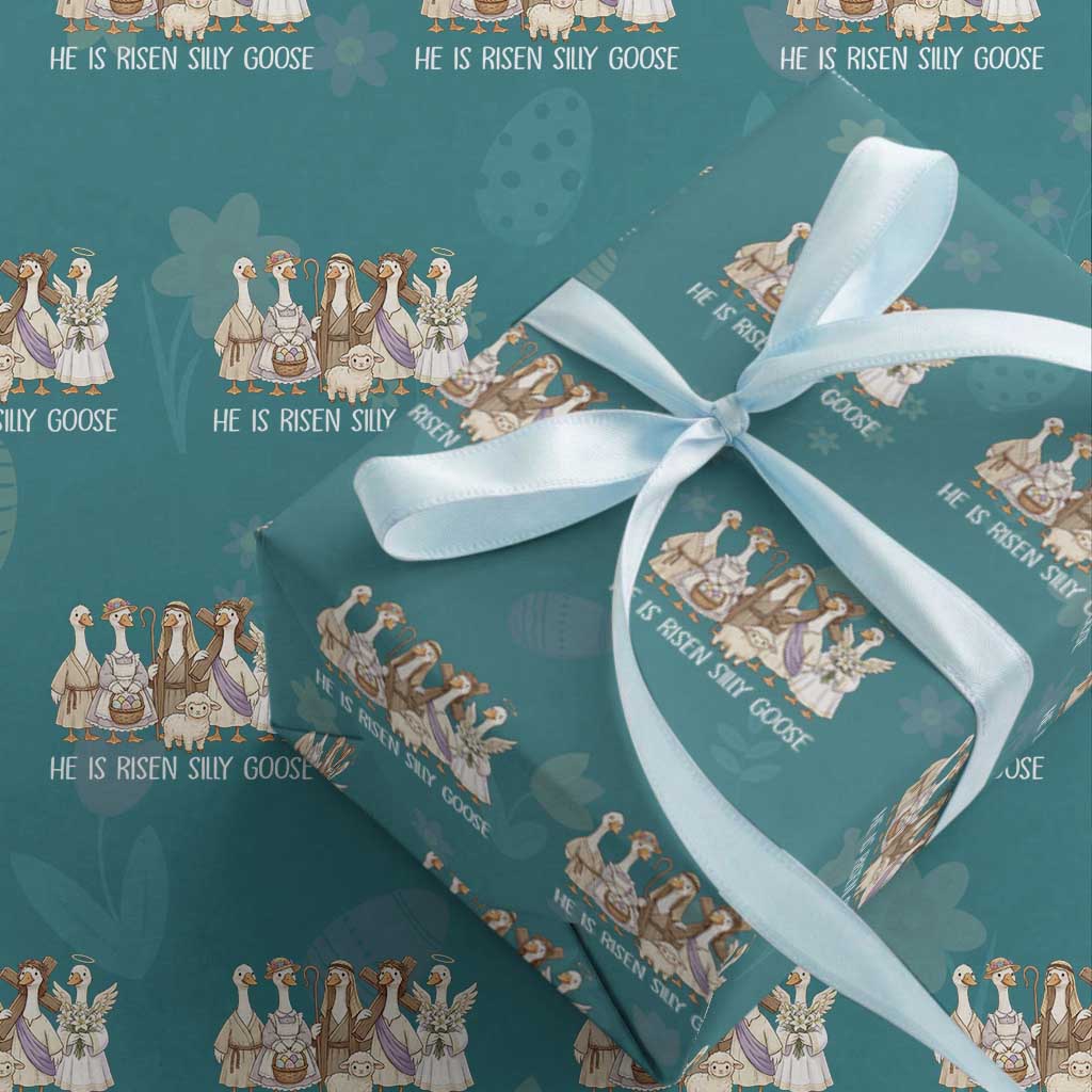 Funny Christian Easter He Is Risen Silly Goose Wrapping Paper Roll Cute Faith-Based Geese Parody Gift with Jesus