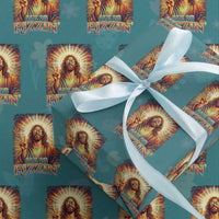 Funny Christian Easter He Is Rizzin Wrapping Paper Roll Trendy Jesus Humor with Sunglasses Faith Based Meme Gift