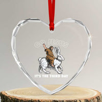 Funny Christian Easter Heart Crystal Glass Ornament Go Jesus It Is The Third Day Religious Bunny