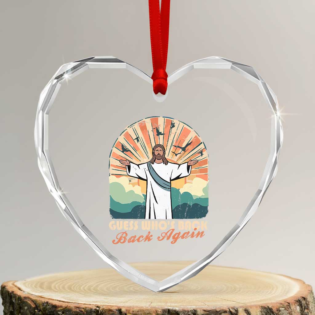 Funny Christian Easter Heart Crystal Glass Ornament Guess Whos Back Jesus Religious - Wonder Print Shop