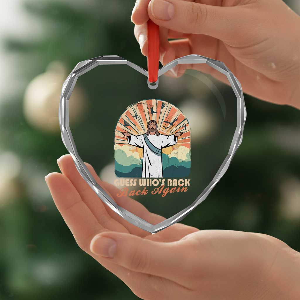 Funny Christian Easter Heart Crystal Glass Ornament Guess Whos Back Jesus Religious - Wonder Print Shop