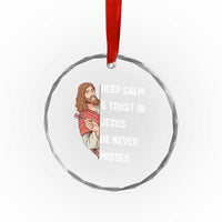 Funny Christian Faith Darts Player Gift Crystal Glass Ornament Keep Calm And Trust In Jesus He Never Misses - Wonder Print Shop