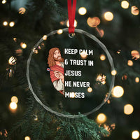 Funny Christian Faith Darts Player Gift Crystal Glass Ornament Keep Calm And Trust In Jesus He Never Misses - Wonder Print Shop