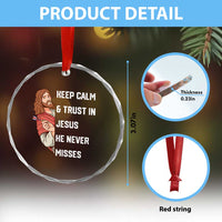 Funny Christian Faith Darts Player Gift Crystal Glass Ornament Keep Calm And Trust In Jesus He Never Misses - Wonder Print Shop