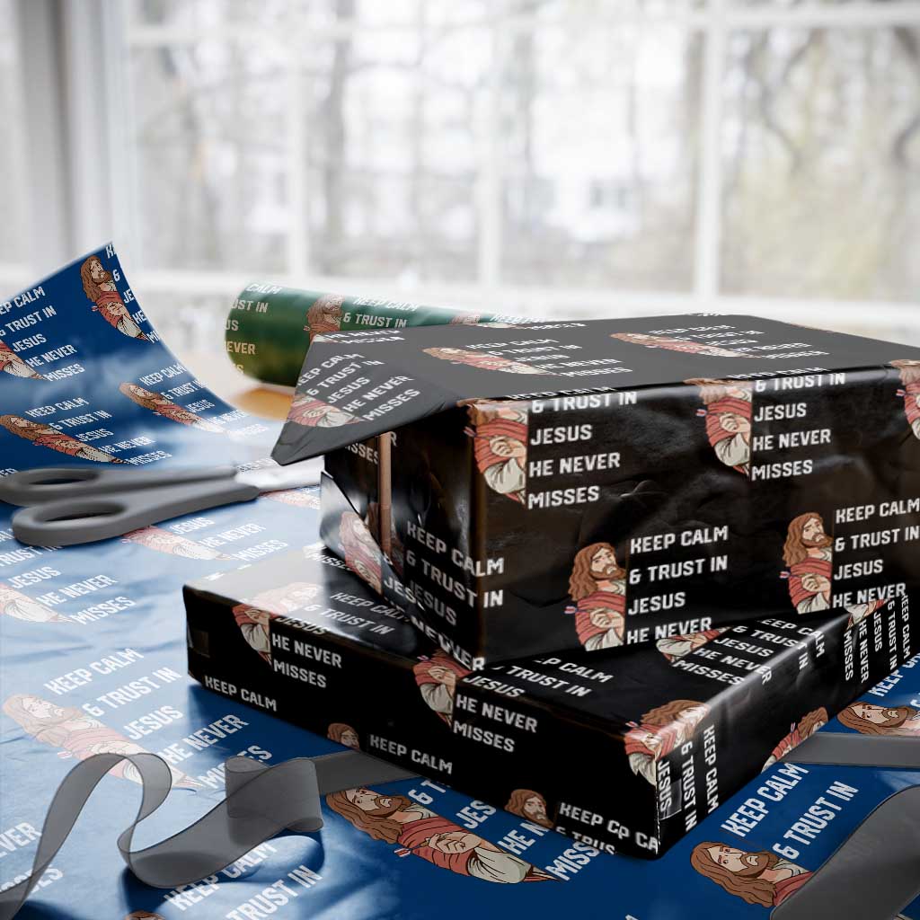 Funny Christian Faith Darts Player Gift Wrapping Paper Roll Keep Calm And Trust In Jesus He Never Misses - Wonder Print Shop
