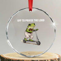 Funny Christian Frog Crystal Glass Ornament Off To Praise The Lord