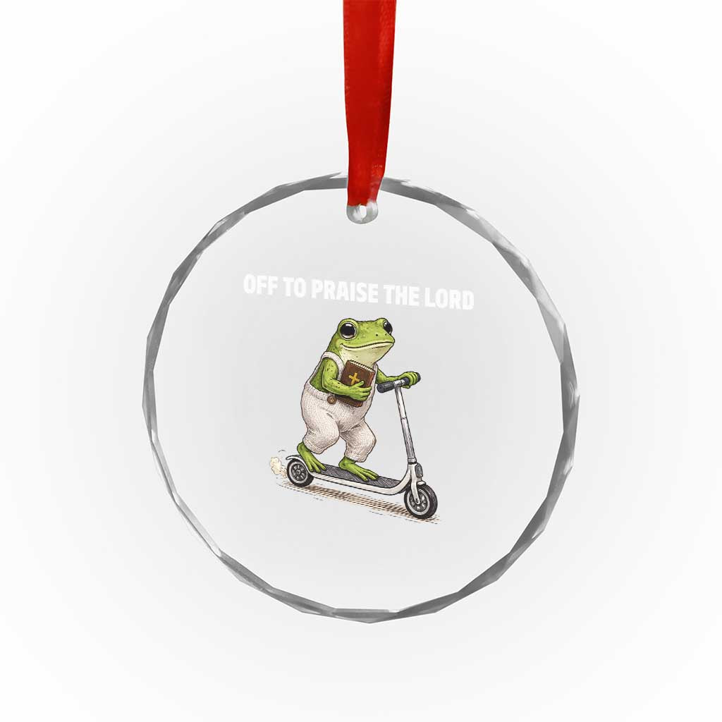 Funny Christian Frog Crystal Glass Ornament Off To Praise The Lord