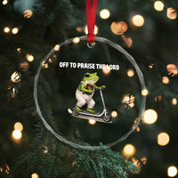 Funny Christian Frog Crystal Glass Ornament Off To Praise The Lord