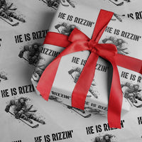 Funny Christian Ice Hockey Lover Gift Wrapping Paper Roll He Is Rizzin - Wonder Print Shop